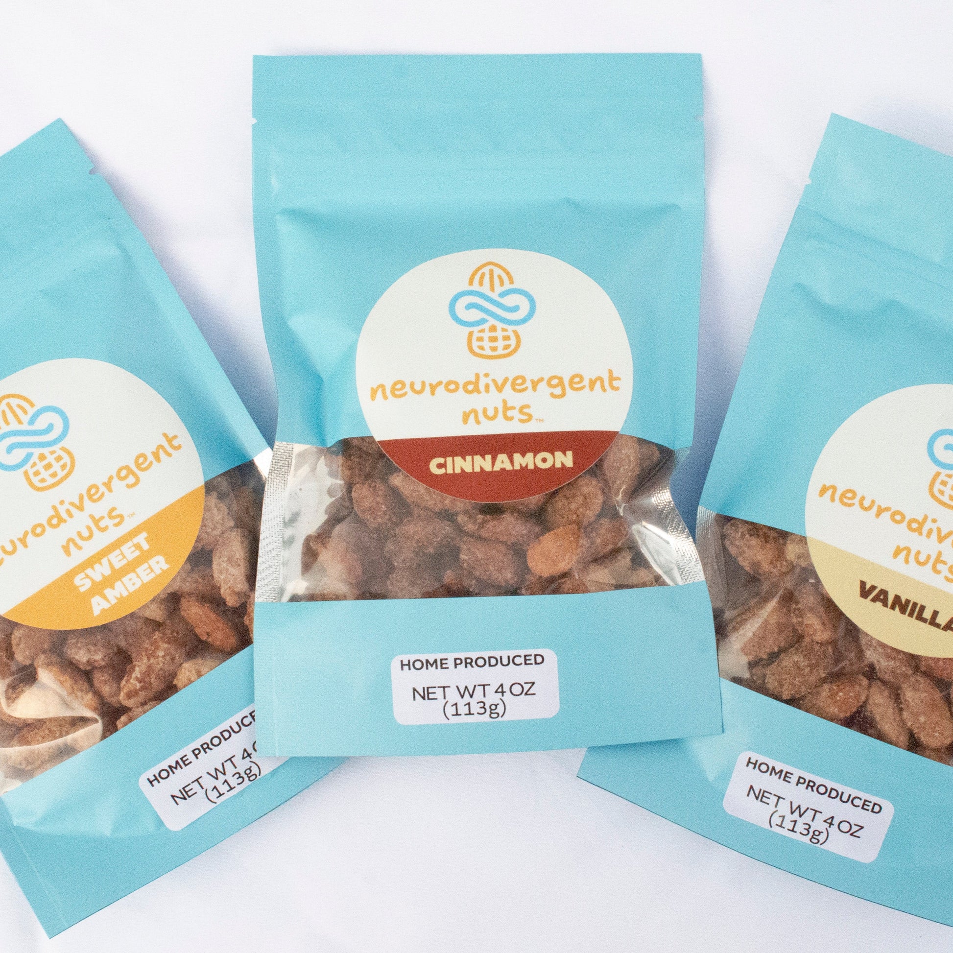 Almonds Lover Pack Bags (From left to right: sweet amber, cinnamon, vanilla)